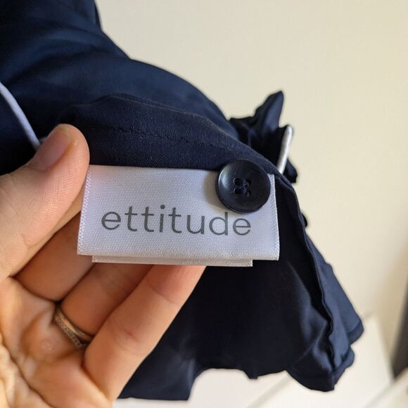 Ettitude Ocean Sateen Pajama Shirt Women's Size Small NWT - Picture 5 of 6